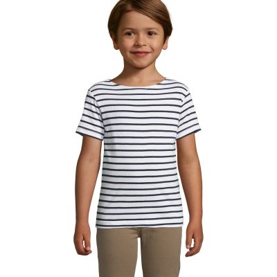 Camiseta niños cuello redondo a  rayas personalizable